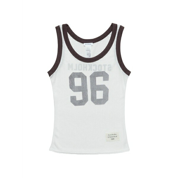 アクネ ストゥディオズ レディース カットソー トップス Contrast-number tank top White