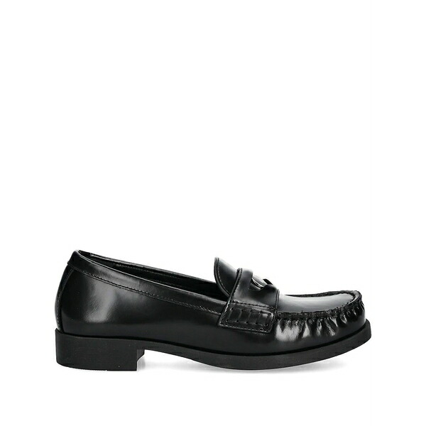 ラブ モスキーノ レディース スリッポン・ローファー シューズ Leather penny loafers Black｜asty