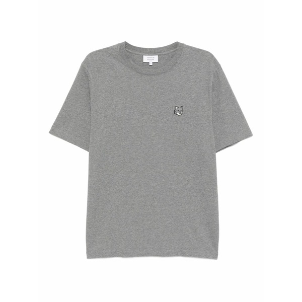棲み家 稲荷 メンズ ティーシャツ トップス Bold fox head patch t-shirt Grey