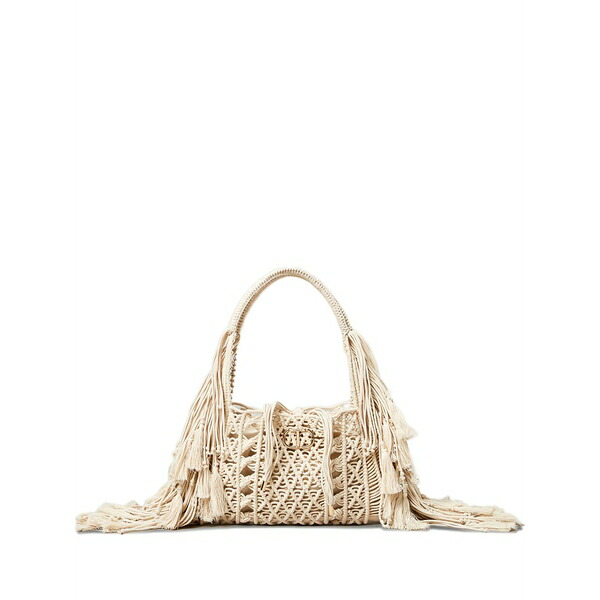 ツイン書き割り レディース トートバッグ 御徒面子 Salina fringed macram￡ tote bag Neutrals