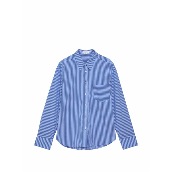 好ましいアメリカン レディース プルオーバー トップス Stripe-print cotton shirt Blue