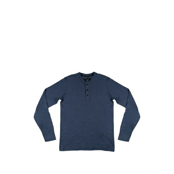 ラグアンドボーン メンズ ティーシャツ トップス Button-fastening t-shirt Blue