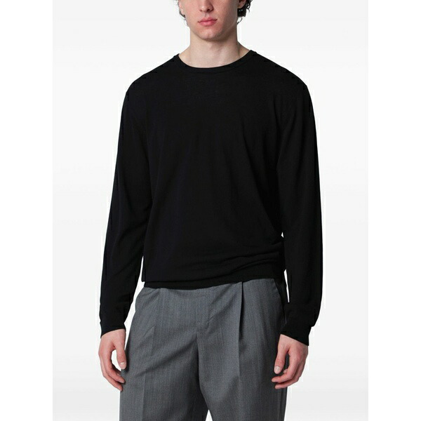 ロベルトコリーナ メンズ 編み物\u0026プルオーバー アウター Giro crepe cotton sweater Black