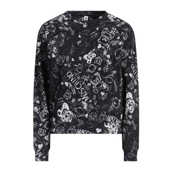 【貨物輸送無料】 モスキーノ レディース パーカー・スウェットシャツ アウター Sweatshirts Black トップス-レディースファッション-スウェット・トレーナー
