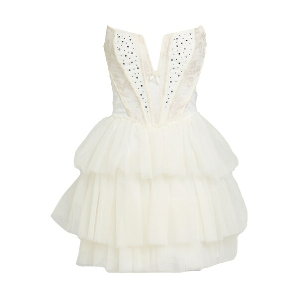 【送料無料】 アニエバイ レディース ワンピース トップス Mini dresses White｜asty