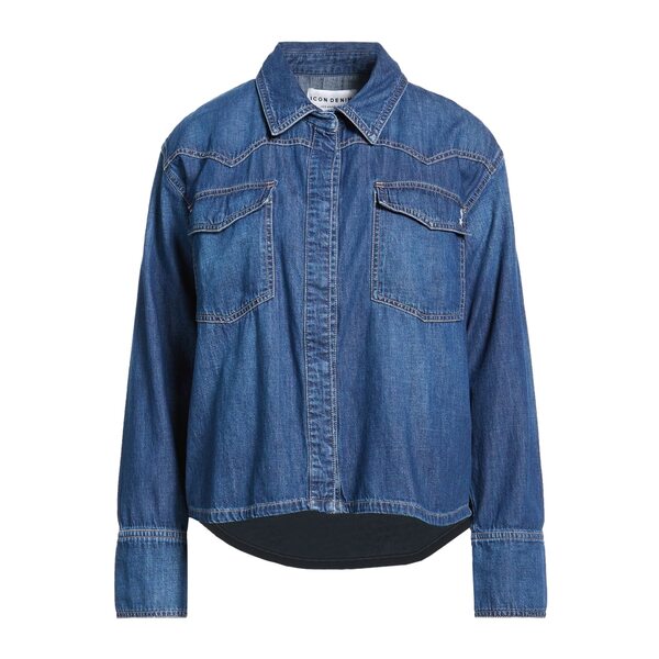 【貨物輸送無料】 アイコン ジーンズ レディース プルオーバー トップス Denim shirts Blue