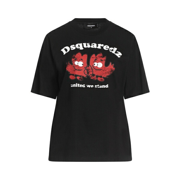 【送料無料】 ディースクエアード レディース Tシャツ トップス T-shirts Black｜asty 26,850円
