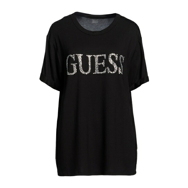 【貨物輸送無料】 ゲス レディース ティーシャツ トップス T-shirts Black Tシャツ・カットソー-トップス-レディースファッション