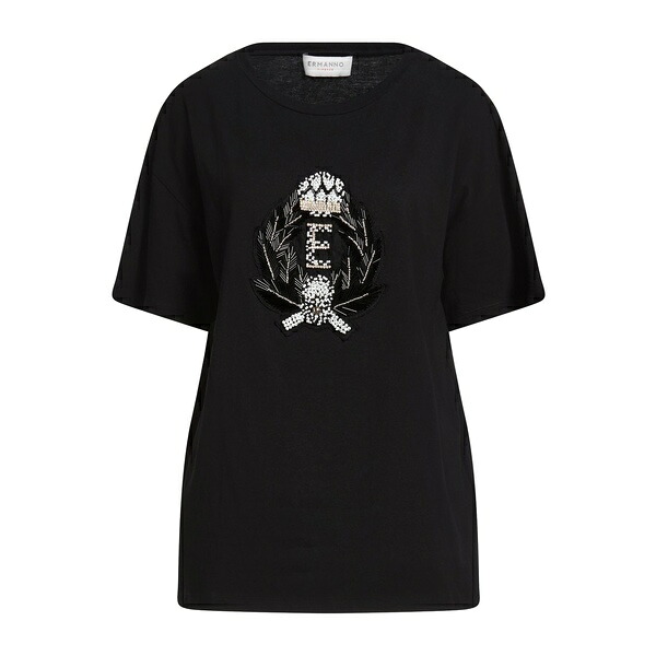 【貨物輸送無料】 エルマンノ フィレンツェ レディース プルオーバー トップス T-shirts Black