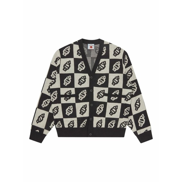アイスクリーム メンズ カーディガン アウター Leaf-motif knitted cardigan Black|asty