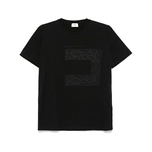エリザベスフランキ レディース プルオーバー トップス Voile-logo jersey t-shirt Black