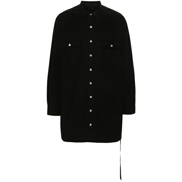 リックオウエンス メンズ シャツ トップス Long-sleeve cotton shirt Black｜asty