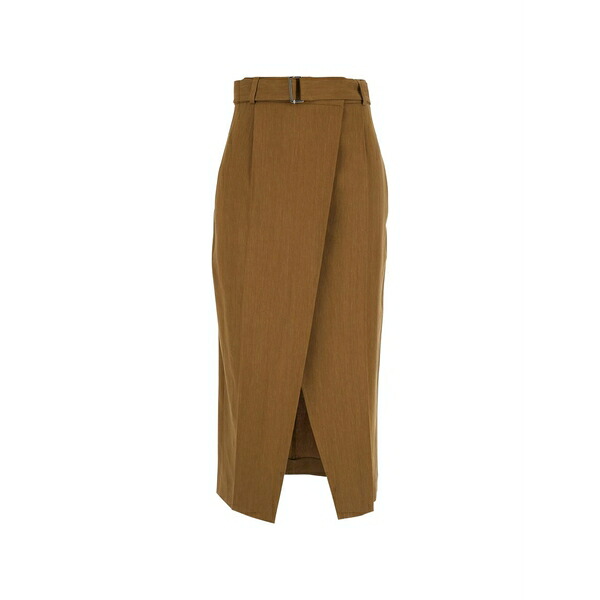 テラ レディース スカート ボトムス Belted midi skirt Brown