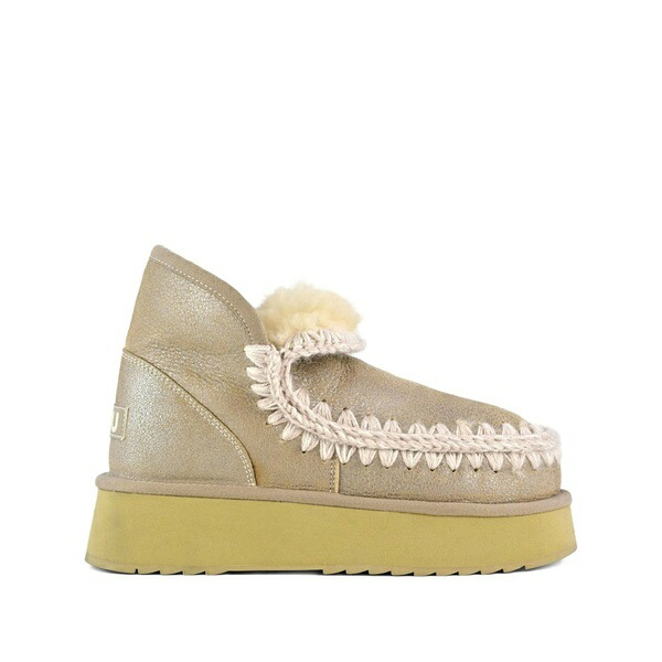モウ レディース ブーツ シューズ Mini eskimo metallic braided-trim boots Neutrals