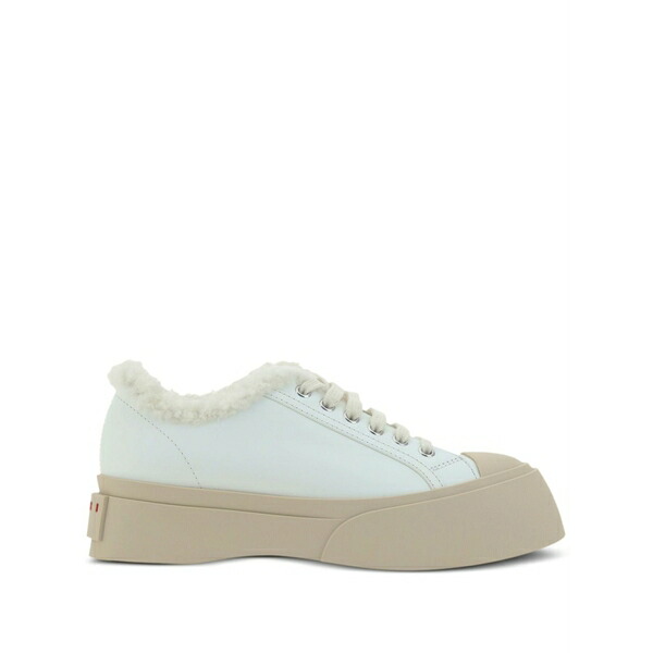 マルニ レディース スニーカー シューズ Pablo lace-up shearling-trim sneakers White