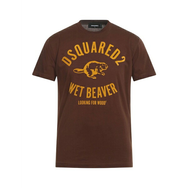 【送料無料】 ディースクエアード メンズ Tシャツ トップス T-shirts Brown|asty