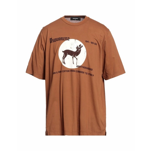 【送料無料】 ディースクエアード メンズ Tシャツ トップス T-shirts Brown|asty