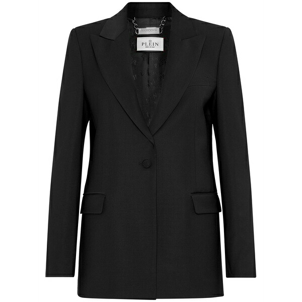 フィリップ飾り気の無い レディース 上衣＆上衣 アウター Skull crystal-embellished blazer Black