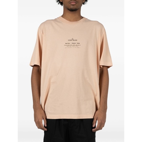 ストーンアイランド メンズ Tシャツ トップス Logo-print t-shirt Pink｜asty 43,080円