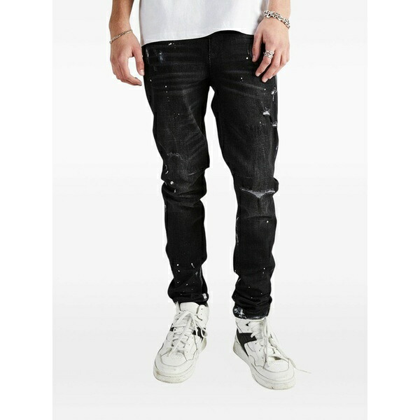 アールティーエー メンズ ジーンズズボン下 ボトムス Clayton paint-splatter jeans Black