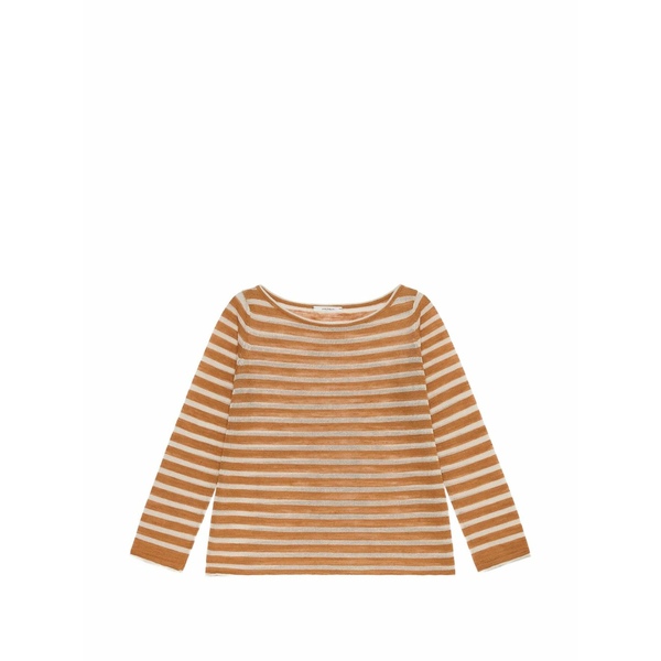 マリパルミ レディース Tシャツ トップス Striped boat-neck t-shirt Brown|asty