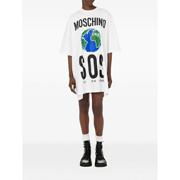 モスキーノ レディース 衣装 トップス Mini globe-print t-shirt day dress White