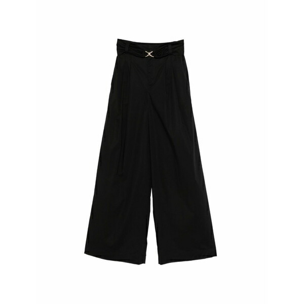 ツイン仕掛ける レディース 心地好いズボン下 ボトムス Wide-leg trousers Black