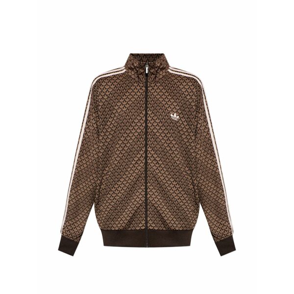 アディダス メンズ パーカー・スウェットシャツ アウター Firebird pattern zipped sweatshirt Brown｜asty