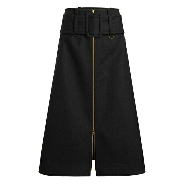 ジャンパトゥ レディース スコート ボトムス Zip-front belted MIDI skirt Black