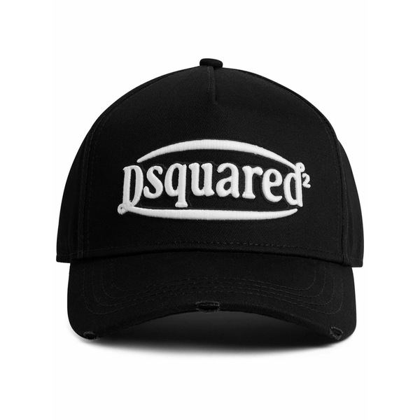 ディースクエアード メンズ かぶり笠 付属品 Logo-embroidered baseball hat Black