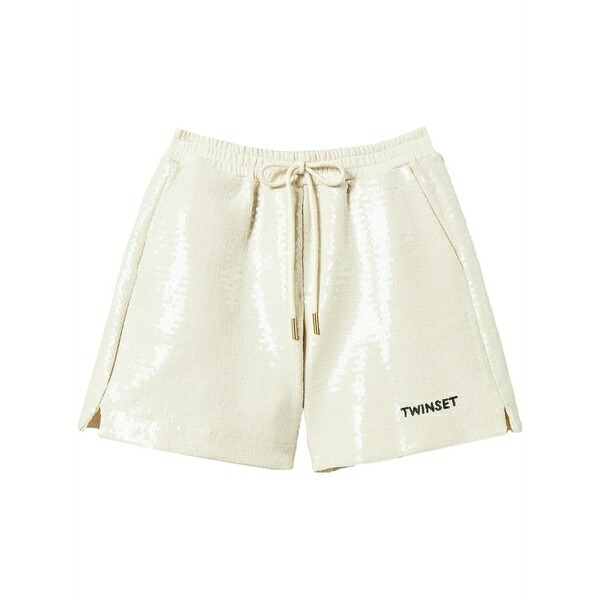 ツイン仕掛ける レディース 心地好いズボン下 ボトムス Sequin-embellished shorts Neutrals