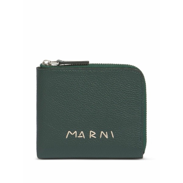 マルニ メンズ 銭入れ 添え物 Mending-embroidery logo wallet Green
