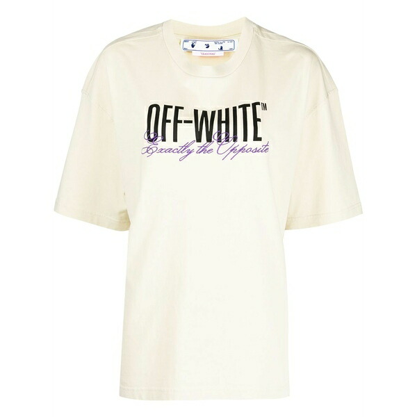 象牙色 レディース プルオーバー トップス Logo-print short-sleeve t-shirt Neutrals