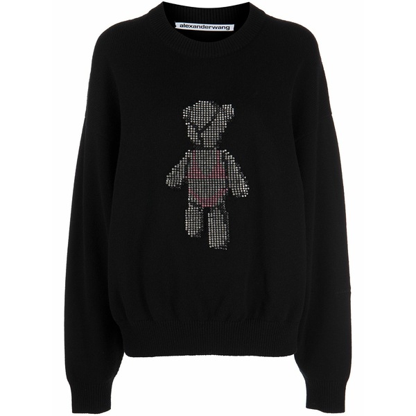 アレキサンダーワン レディース 編み物\u0026スウェーター アウター Beiress crystal-embellished wool jumper Black