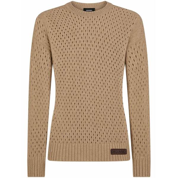 ディースクエアード メンズ 編み物\u0026プルオーバー アウター Logo-patch pointelle-knit jumper Neutrals