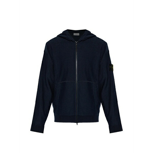 ストーンアイランド メンズ ジレー アウター Logo-patch hoodie Blue