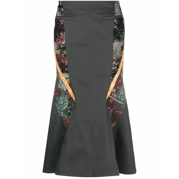米国海兵隊員 独居室 レディース スコート ボトムス Regenerated floral tapestries flared skirt Grey