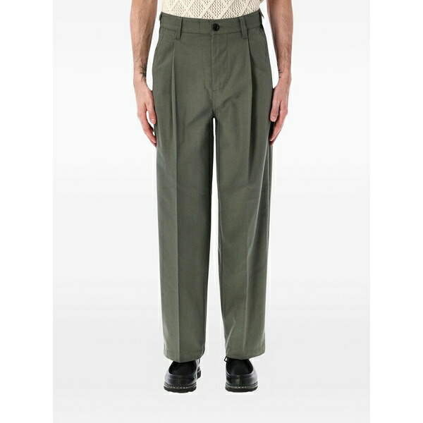 オベイ メンズ カジュアルパンツ ボトムス Dean pleated trousers Green