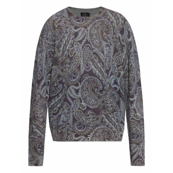 エトロ メンズ ニット&セーター アウター Paisley ribbed wool sweater Grey｜asty