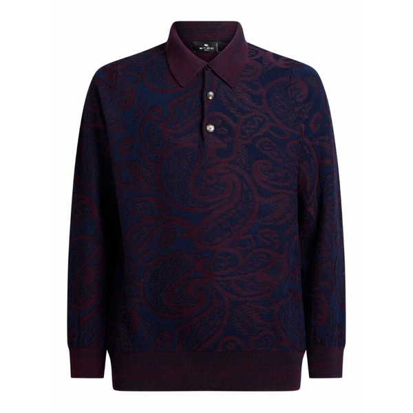 エトロ メンズ スポーツシャツ トップス Jacquard wool polo shirt Blue