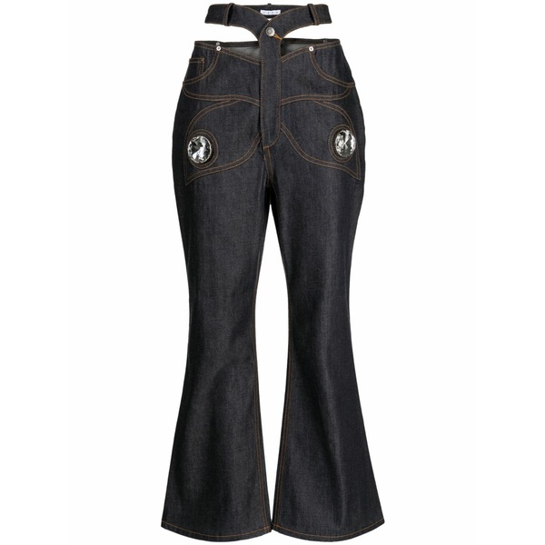 分野 レディース ジーンズズボン下 ボトムス Butterfly cut-out flared jeans Blue