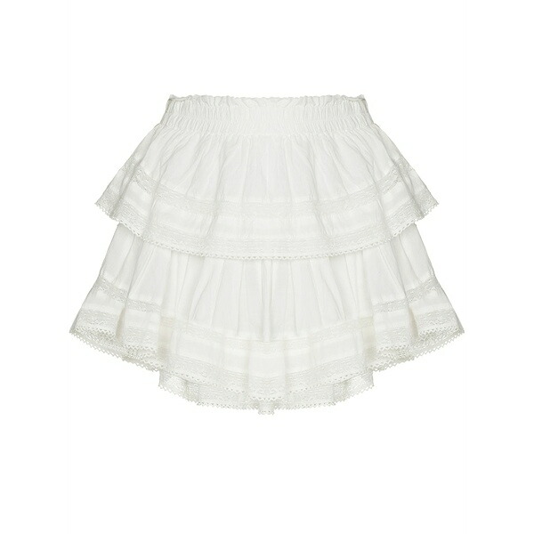 ラブスハックファンシー レディース スカート ボトムス Lace-trim cotton miniskirt White