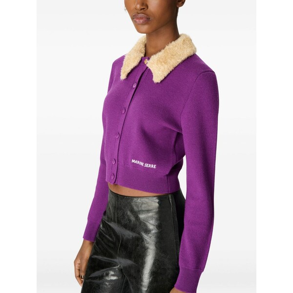 米国海兵隊員 独居室 レディース ジレー アウター Wool cropped cardigan Purple