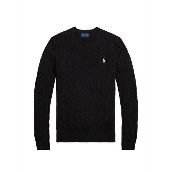 ラルフローレン レディース 編み物\u0026スウェーター アウター Cable-knit logo sweater Black
