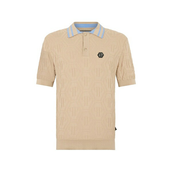 フィリップ飾り気のない メンズ スポーツシャツ トップス Jacquard monogram knitted polo shirt  Neutrals