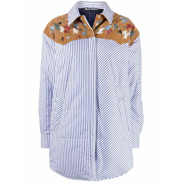 パーム・エンジェルス レディース 上衣＆上衣 アウター Vertical-stripe padded shirt jacket Blue