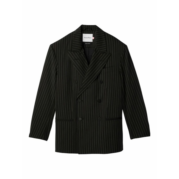ハウスオブサニー レディース ジャケット&ブルゾン アウター Pinstripe double-breasted blazer Black|asty