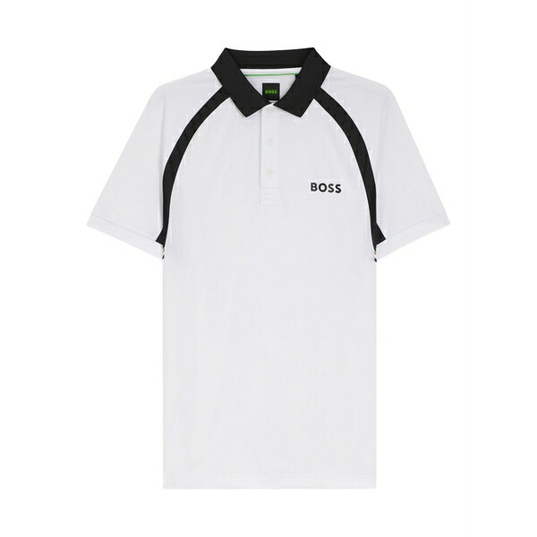 元締め メンズ スポーツシャツ トップス Contrast panel polo shirt White