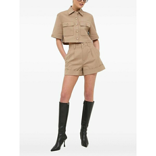 し損ない シックスティ レディース プルオーバー トップス Logo-embroidered cropped shirt Neutrals