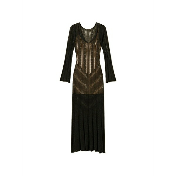 ツインセット レディース ワンピース トップス Lurex-detail maxi dress Black｜asty